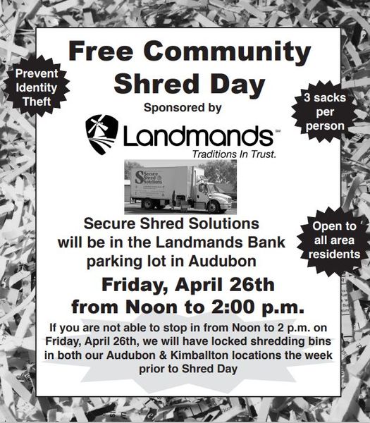 Free Community Shred Day 2024 - Audubon County